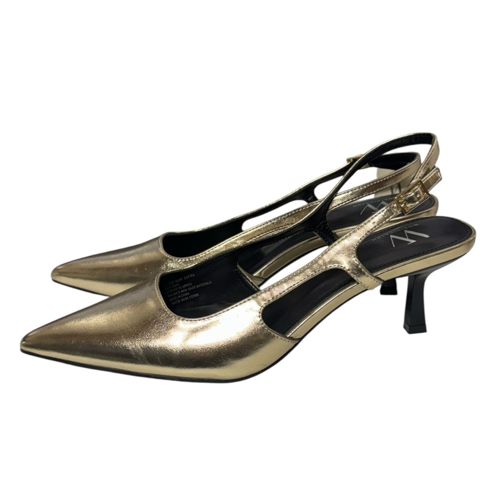 Worthington Women’s Gold Pointed Toe Slingback Heels Size 10